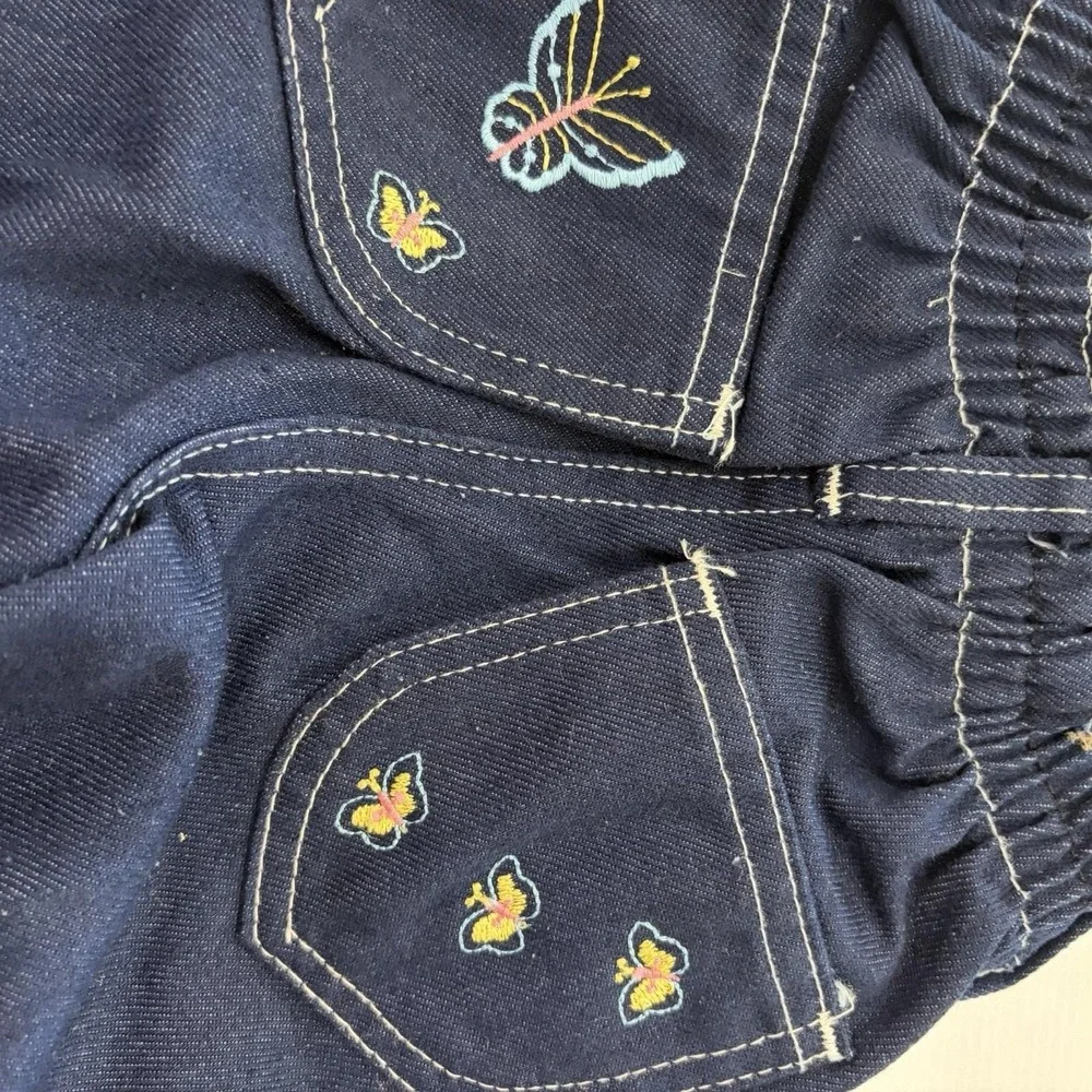 Vintage Sears Perma-Prest Toughskins Girls Embroidered Butterfly Jeans Sz 6 Slim